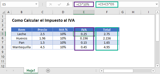Cómo Calcular el Impuesto al IVA Excel y Google Sheets Automate Excel