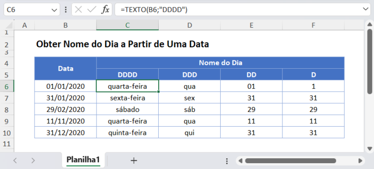 Obter Nome Do Dia A Partir De Uma Data Excel E Google Planilhas