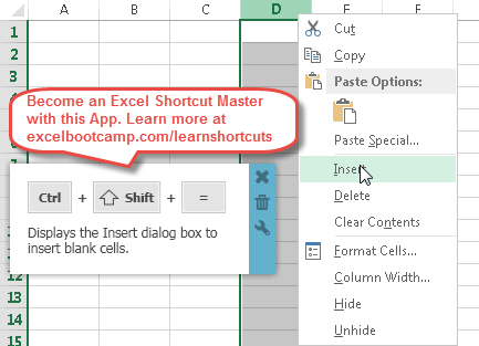 Excel Shortcuts To Insert Or Delete Rows And Columns Become A