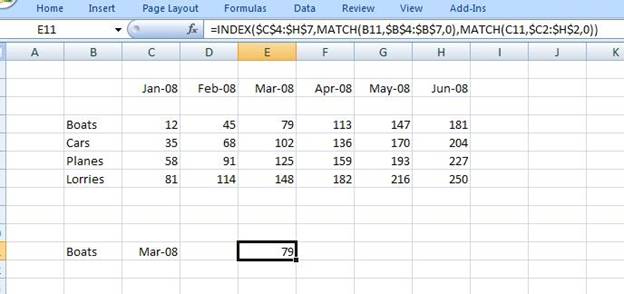 Two Dimensional VLOOKUP