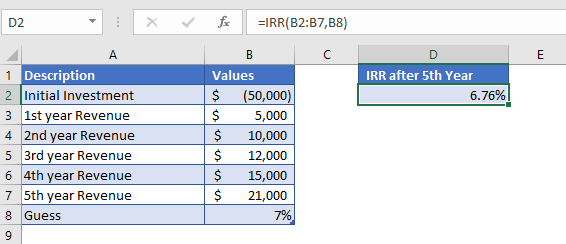 Irr Function Example 2 Automate Excel 0737