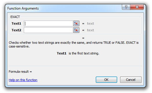 find exact text in excel formula