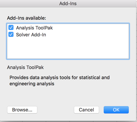 excel how to add analysis toolpak on mac