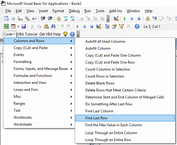 access vba code examples download