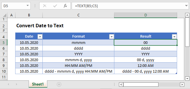 Excel Convert From Date To Text