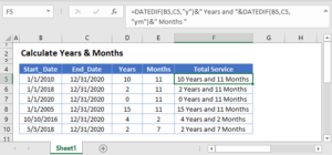 calculate seniority in excel