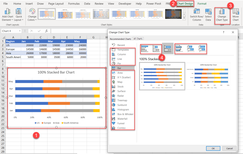 Excel Bar Charts Clustered, Stacked Template Automate Excel