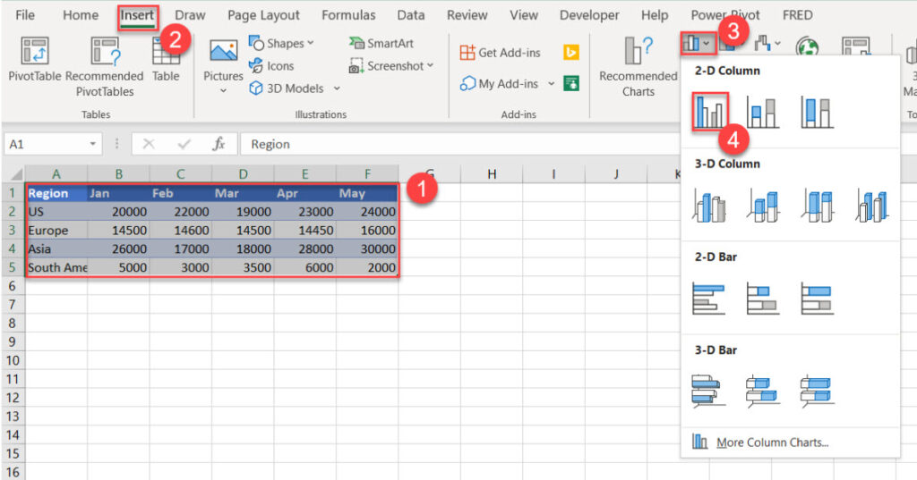 Clustered column excel как построить