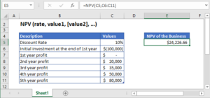 NPV Formula Excel - Calculate the Net Present Value