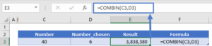 excel combin function