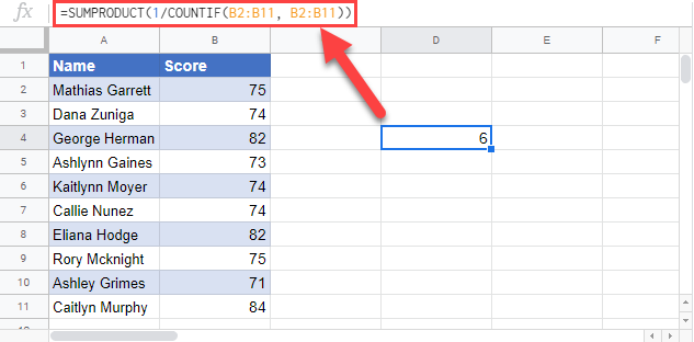 Count Unique Values In A Range In Excel Google Sheets Automate Excel