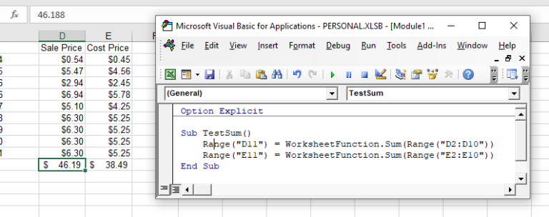 VBA Sum Function (Ranges, Columns, & More) - Automate Excel