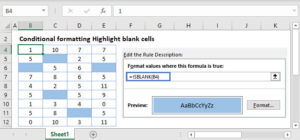 outlook conditional formatting blank cells