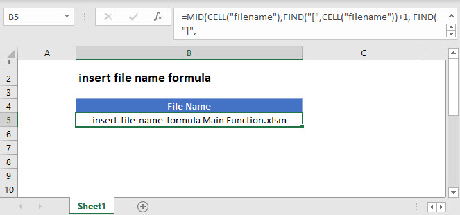 Insert File Name Excel Formula Automate Excel