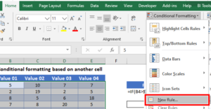 conditional formatting excel 2016 another cell