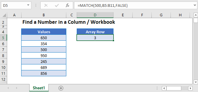 Find Column Number Excel 