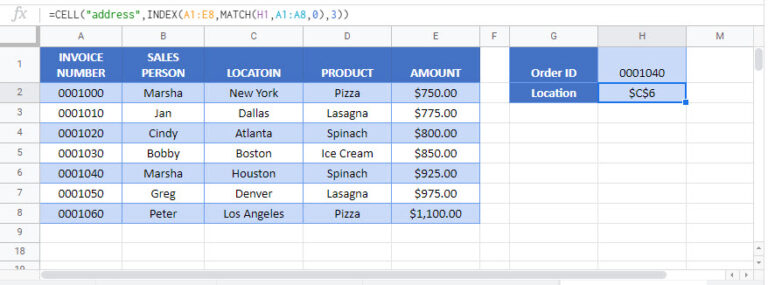 lookup-return-cell-address-instead-of-value-excel-google-sheets