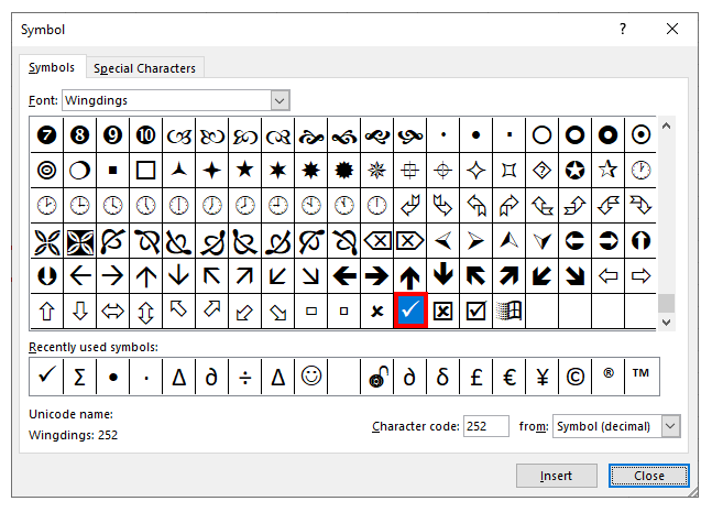 How To Get A Tick In Excel Wingdings - Printable Templates