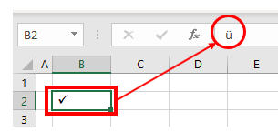 check mark on excel for mac