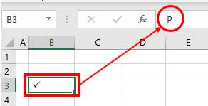 insert tick mark in excel cell