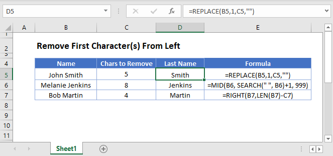 Remove First Character(s) From Left - Excel & Google Sheets - Automate ...