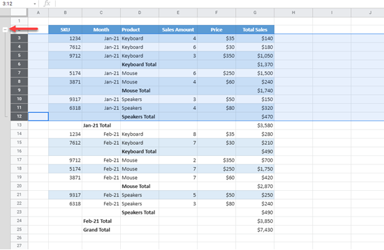 Expand Collapse Rows Or Columns In Excel Google Sheets Automate Excel