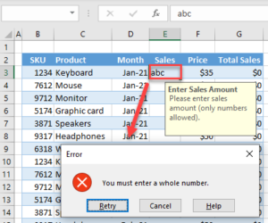 Create An Input Message (Data Validation) In Excel & Google Sheets ...