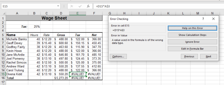 How To Use The Error Checking Command In Excel & Google Sheets ...