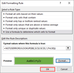 excel for mac highlight cell if value exists in another column