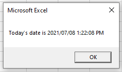 vba insert current date in excel