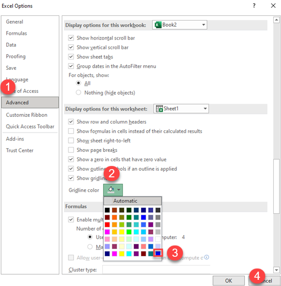 Change Gridline Cell Border Color In Excel Google Sheets Automate 