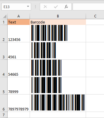 Creating barcodes in excel