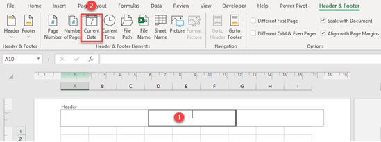 Add Element To Header To Display Current Date In Excel Google Sheets 