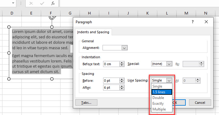 Line Space In Excel 