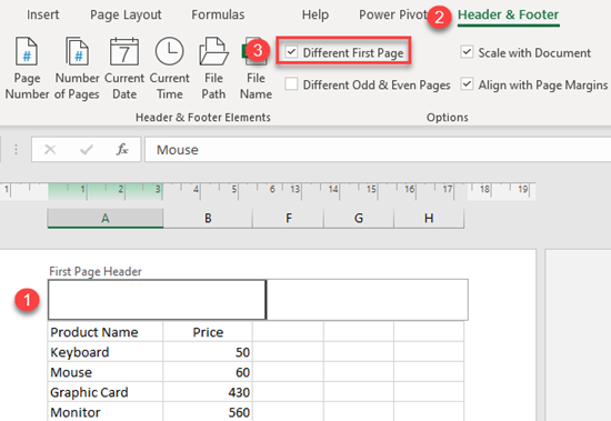 How To Make A Header Only On The First Page In Excel Automate Excel