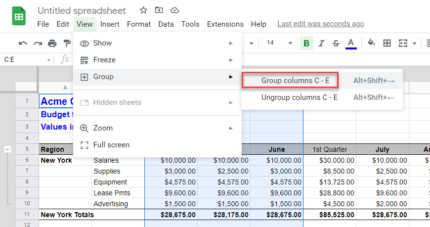 How To Group Cells Rows Columns In Excel Google Sheets Automate 