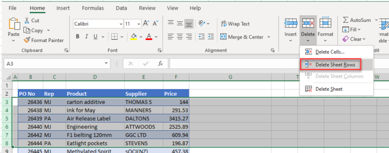 Delete Multiple Rows / Columns in Excel & Google Sheets - Automate Excel