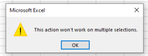 "Command Cannot Be Used On Multiple Selections" Error In Excel ...