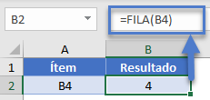 Función FILA Celda Única en Excel