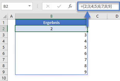 zeile formel array ergebnis