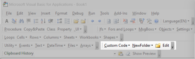 custom code library menu
