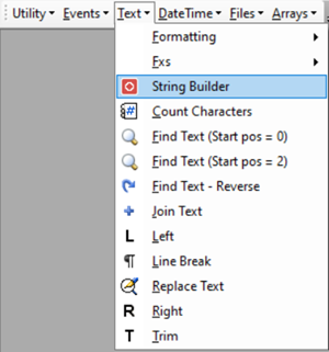 string builder menu