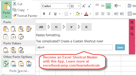 Excel Paste Formats And Format Painter Shortcuts Become A Shortcut Expert